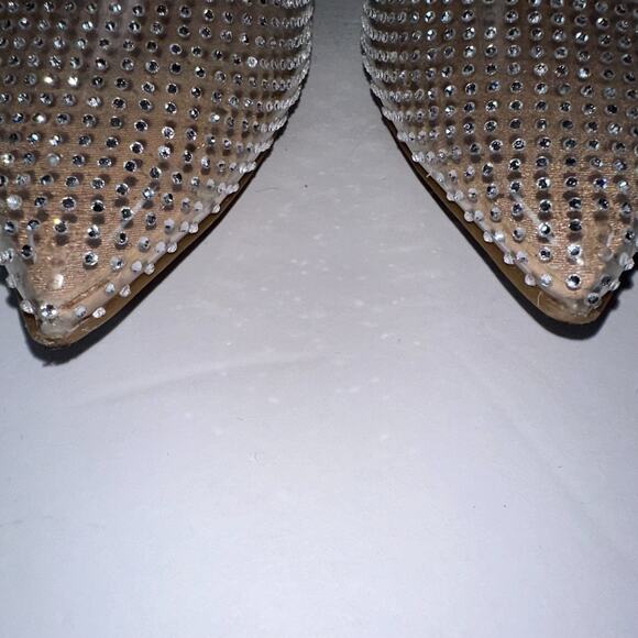 Anne Klein iFlex Akirie Sandals Size 8 Beige Rhinestone Kitten Heel Bling - Picture 8 of 8